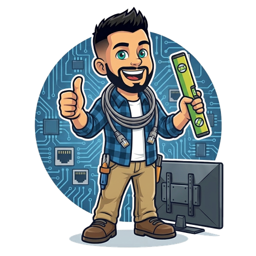 Install-on-the-wall technician mascot